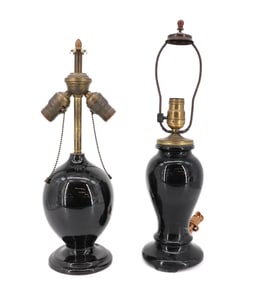 (2) BLACK ART DECO TABLE LAMPS