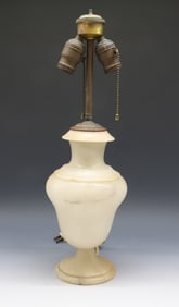 1920S CARVED ALABASTER LAMP