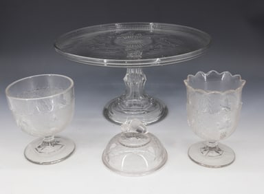 EARLY AMERICAN PRESSED GLASS CAKE STAND LOT