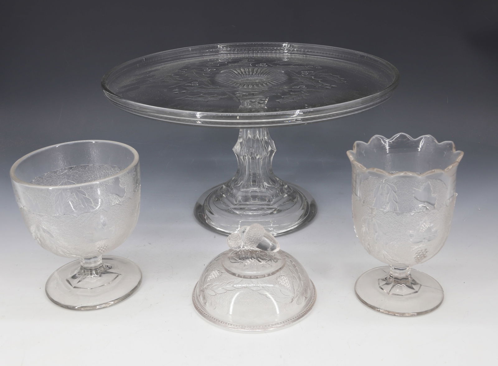 EARLY AMERICAN PRESSED GLASS CAKE STAND LOT (1 of 4)