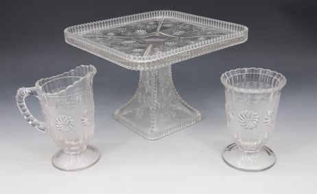 EARLY AMERICAN PRESSED GLASS CAKE STAND LOT