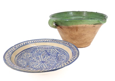 FRENCH REDWARE BOWL/ MOROCCAN CERAMIC BOWL