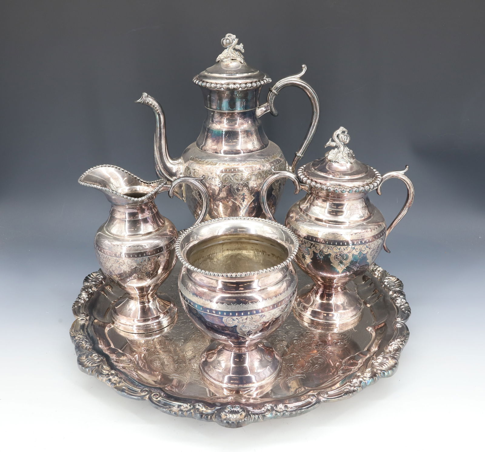 VICTORIAN TEA SET AND TWO TRAYS (1 of 5)