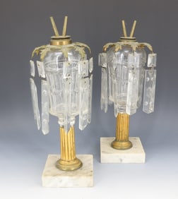 AMERICAN EARLY PRESSED GLASS CAMPHINE LAMPS