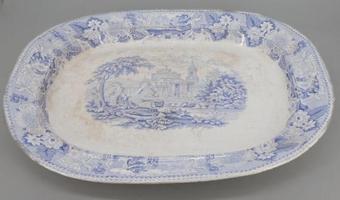 MEIR & SON LARGE BLUE TRANSFERWARE PLATTER