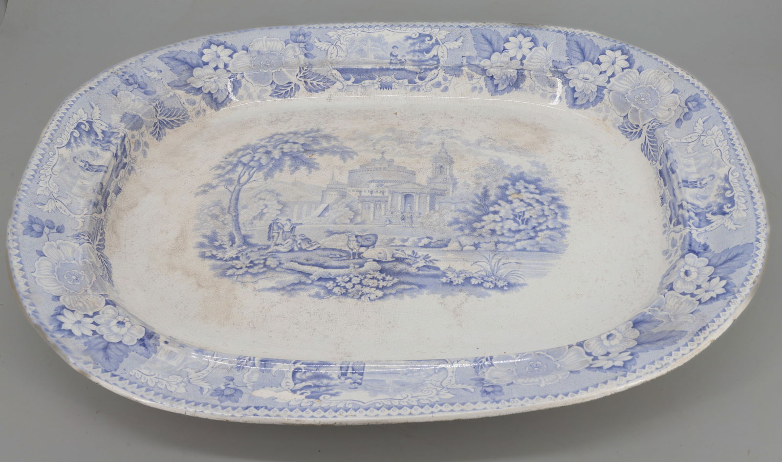 MEIR & SON LARGE BLUE TRANSFERWARE PLATTER (1 of 6)