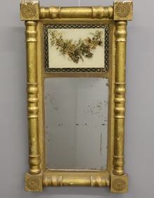 ANTIQUE SPLIT PILASTER GOLD LEAF MIRROR