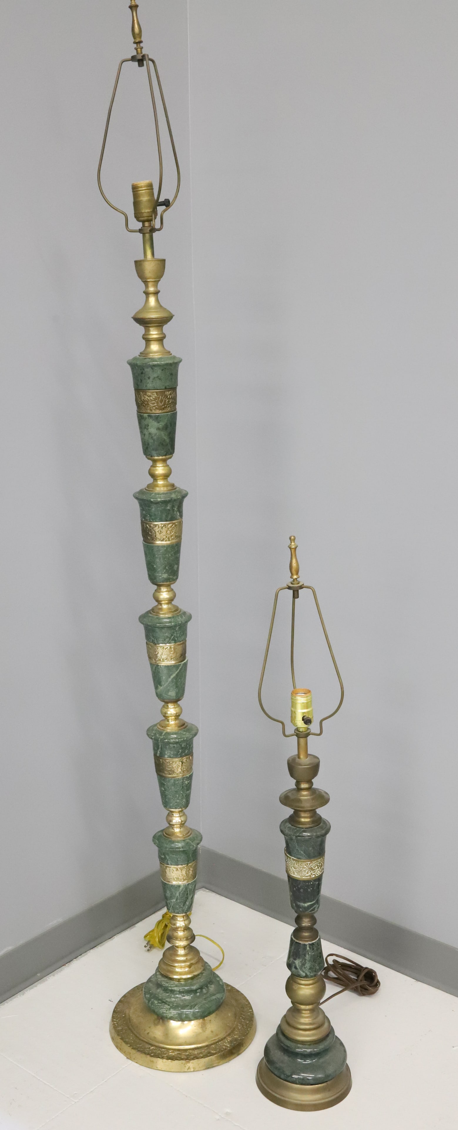 FREDERICK COOPER, ASIAN REGENCY FLOOR LAMP AND TABLE LAMP GREEN MARBLE (1 of 8)