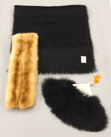 LADIES ACCESSORIES MOHAIR SCARF, BOA FEATHER FAN