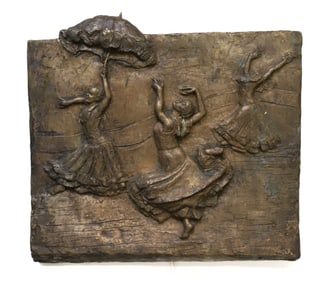 BRONZE WALL PLAQUE BALLERINAS