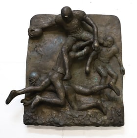 BRONZE WALL PLAQUE FOOTBALL PLAYERS