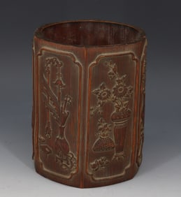 CHINESE CARVED BAMBOO VASE