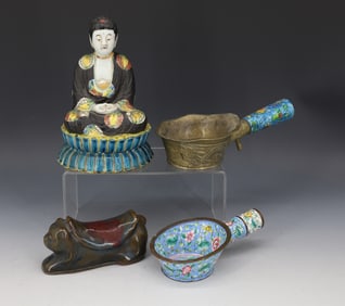 (4) CHINESE BUDDHA, IRONS ETC