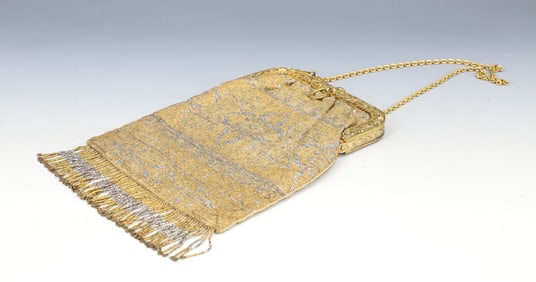 FRENCH METAL BEADWORK PURSE