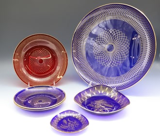 (6) COPENHAGEN DENMARK GOLD DECORATED GLASS