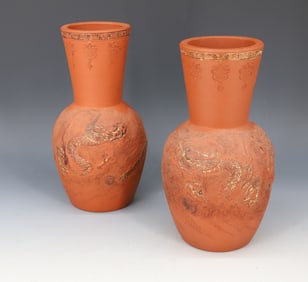 (2) ANTIQUE CHINESE TERRACOTTA VASES