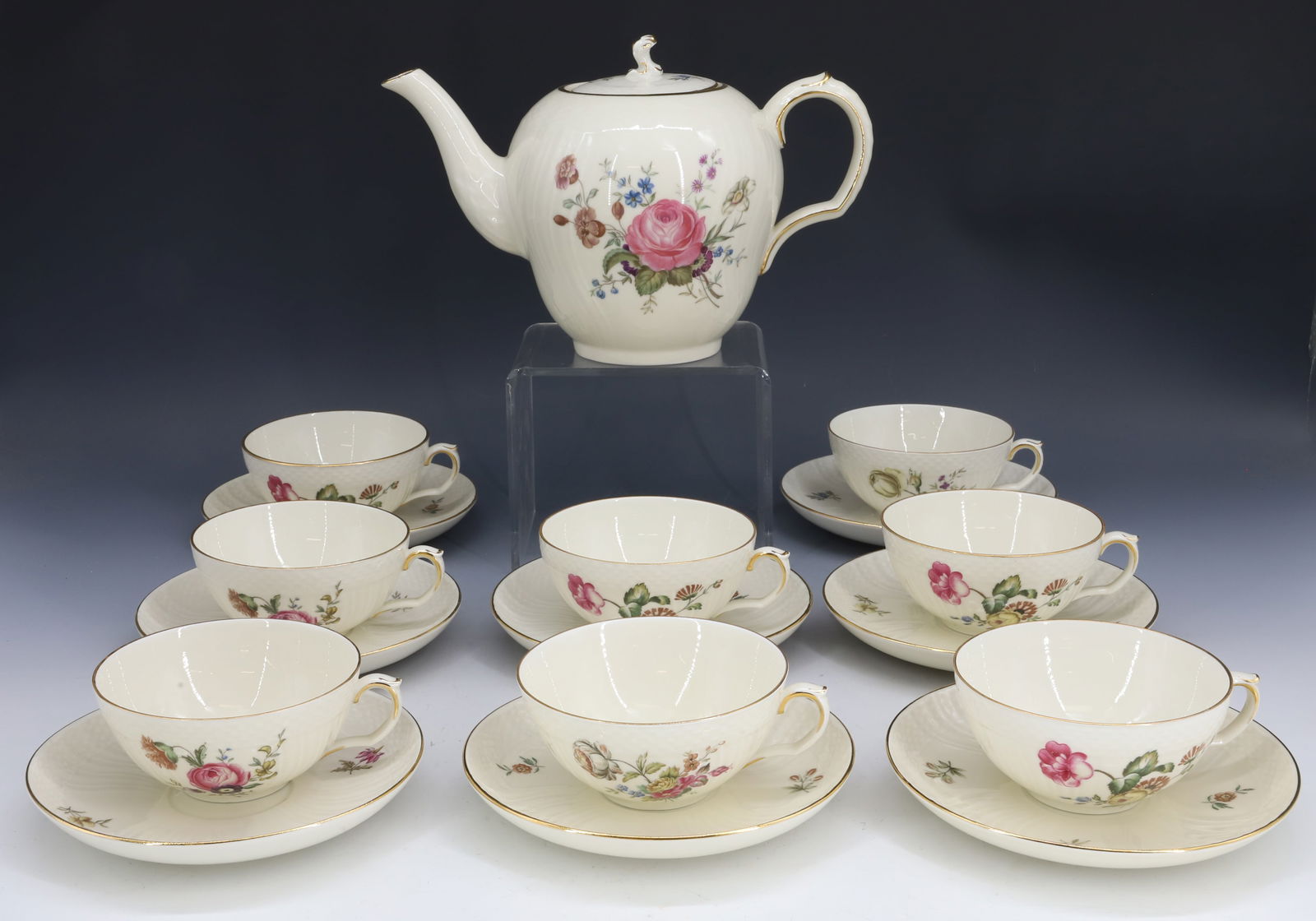 R.C. FRIJSENBORG TEA SET (11): TEA POT 6 1/2", (10) CUPS, (10) SAUCERS CUP/SAUCER 2 1/2" X 6" DIA PLEASE READ CAREFULLY - Terms for Purchasing and Shipping of Auction Items. Please read carefully before bidding. Hartzell’s Auctio