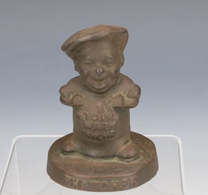 ADVERTISING CAST IRON THATCHER PAPER WEIGHT