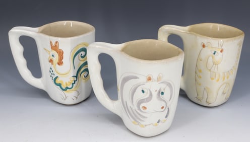 (3) GLIDDEN POTTERY COFFEE CUPS