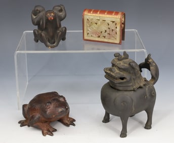 (4) CHINESE SENSOR, MONKEY WOOD CARVING