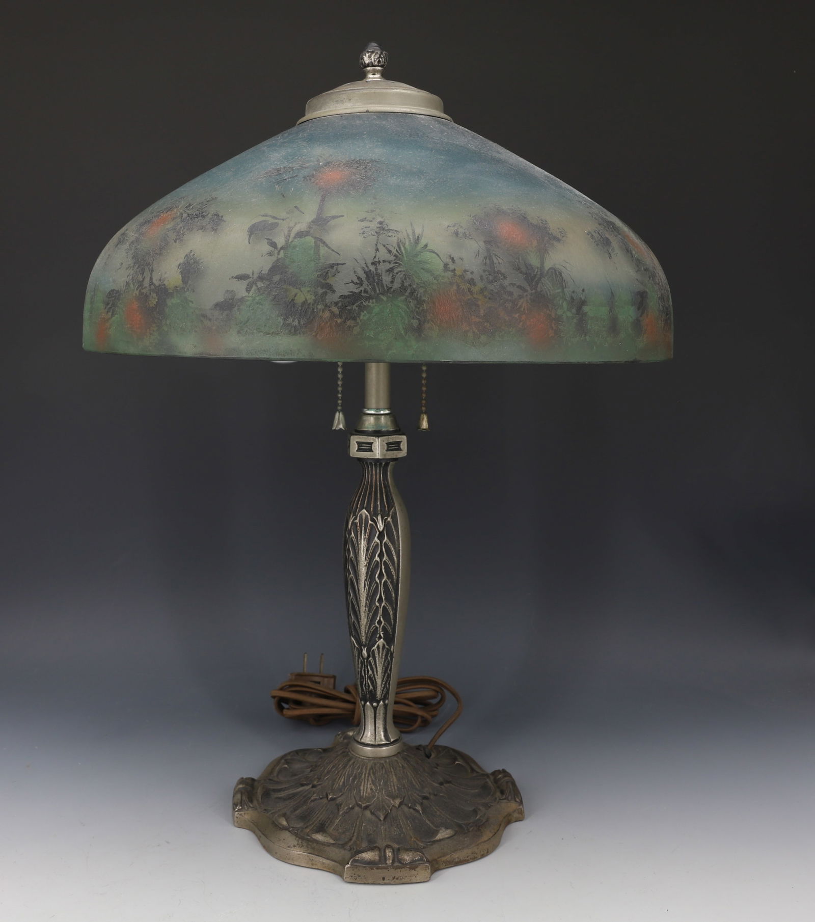 PITTSBURGH OBVERSE PAINTED GLASS SHADE TABLE LAMP (1 of 11)
