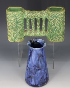 (2) WELLER MARVO VASE AND BLUE GLAZE VASE