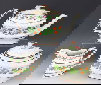 (3) SOFT PASTE STRAWBERRY TEA SET