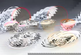 (4) GEORGIAN CUPS AND SAUCERS: SHEEP HERDER, CHILD WITH CAT, BROWN TRANSFER AGRICULTURE AND MISS MATCHED GOAT AND COW CUP/SAUCER 2 3/4" X 5"DIA PLEASE READ CAREFULLY - Terms for Purchasing and Shipping of Auction Items. Please read