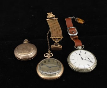 (3) POCKET WATCHES/FOB ELGIN