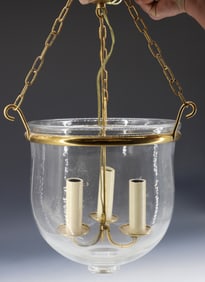 BLOWN GLASS/BRASS ENTRANCE HALL PENDANT LIGHT