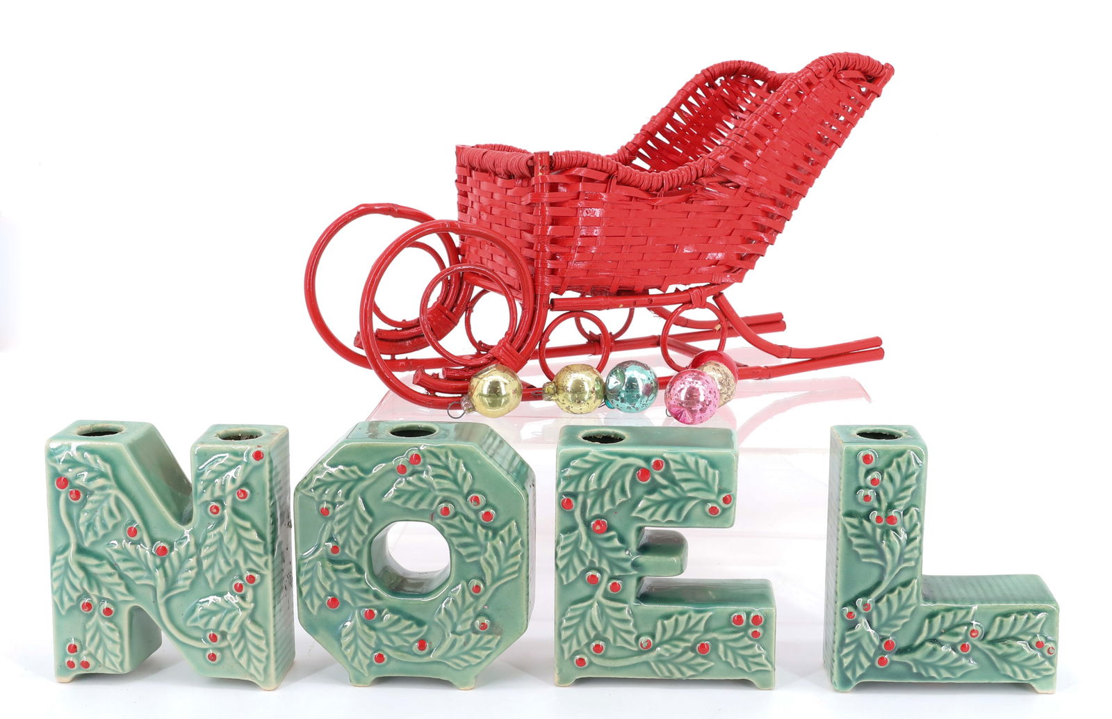 CERAMIC "NOEL", SLEIGH AND MINI ORNAMENTS (1 of 5)