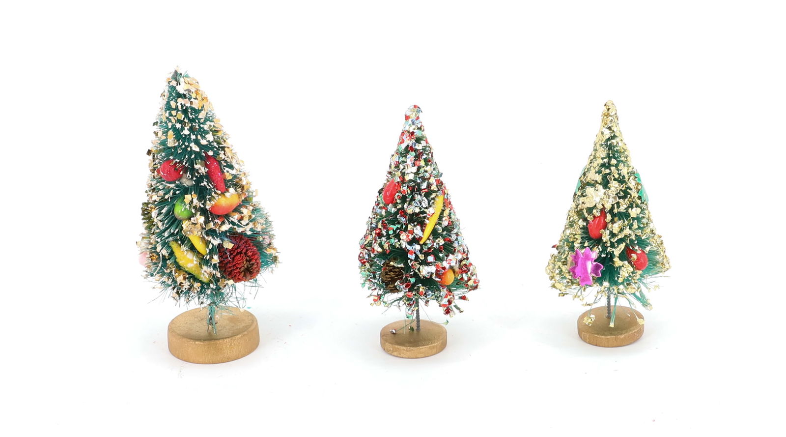 (3) DECORATED BOTTLE BRUSH CHRISTMAS TREES (1 of 4)
