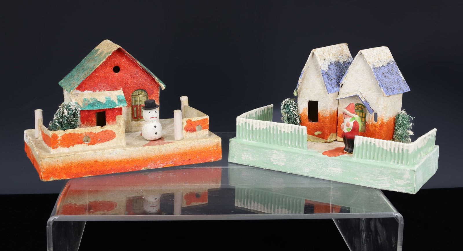 (2) PUTZ CHRISTMAS HOUSES, SANTA AND SNOWMAN (1 of 6)