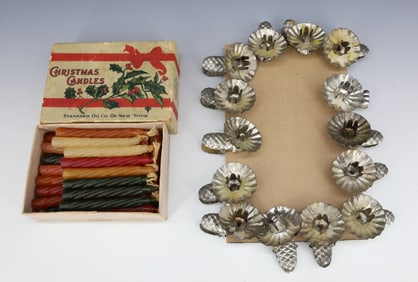 LOT OF CHRISTMAS TREE CANDLE CLIPS / CANDLES
