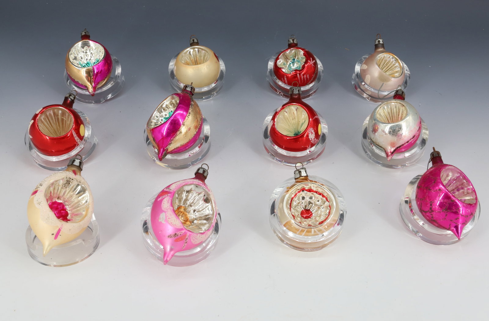 LOT OF VINTAGE CHRISTMAS ORNAMENTS: (12) SMALL SIZE ORNAMENTS. SOME MRKD. "POLAND". LARGEST 3" L. PLEASE READ CAREFULLY - THIS IS AN ONLINE ONLY AUCTION -Terms for Purchasing and Shipping of Auction Items. Please read carefully before b