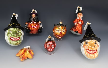 (7) VINTAGE CHRISTOPHER RADKO GLASS HALLOWEEN ORNAMENTS
