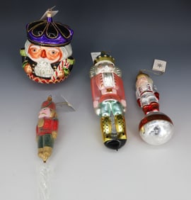 (4) VINTAGE CHRISTOPHER RADKO GLASS NUTCRACKER ORNAMENTS