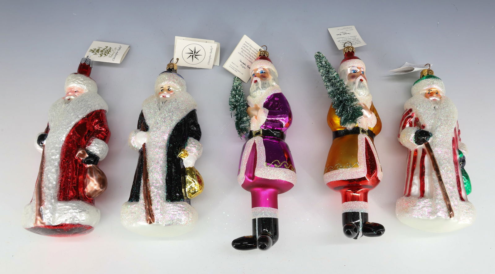 (5) VINTAGE CHRISTOPHER RADKO GLASS SANTA CLAUS ORNAMENTS (1 of 4)