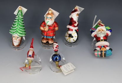 (6) VINTAGE CHRISTOPHER RADKO SANTA CLAUS ORNAMENTS