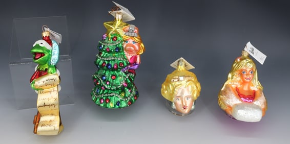 (4) VINTAGE CHRISTOPHER RADKO GLASS CHRISTMAS ORNAMENTS