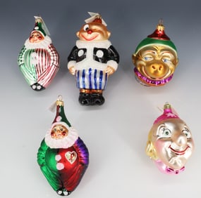 (5) VINTAGE CHRISTOPHER RADKO GLASS ORNAMENTS