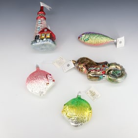 (5) VINTAGE CHRISTOPHER RADKO GLASS ORNAMENTS