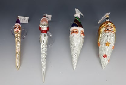 (4) VINTAGE CHRISTOPHER RADKO SANTA CLAUS ORNAMENTS