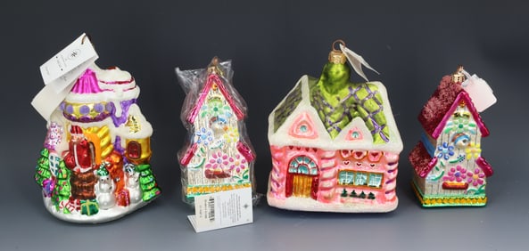 (4) VINTAGE CHRISTOPHER RADKO GLASS ORNAMENTS