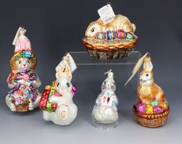 (5) VINTAGE CHRISTOPHER RADKO GLASS ORNAMENTS