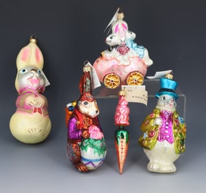 (5) VINTAGE CHRISTOPHER RADKO GLASS ORNAMENTS