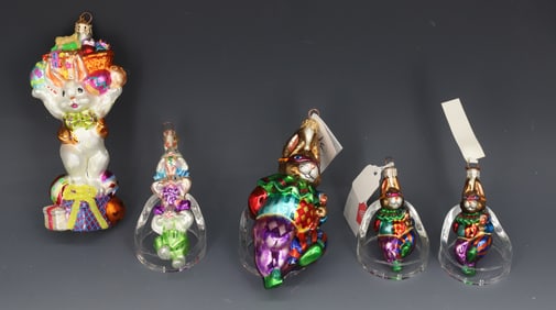 (5) VINTAGE CHRISTOPHER RADKO GLASS ORNAMENTS