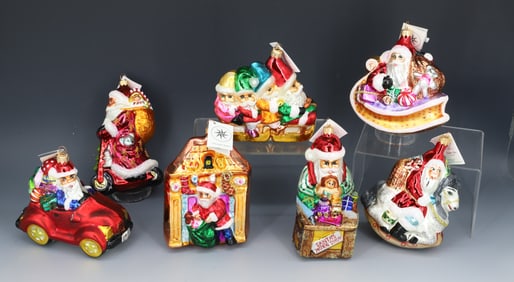 (7) VINTAGE CHRISTOPHER RADKO SANTA CLAUS ORNAMENTS
