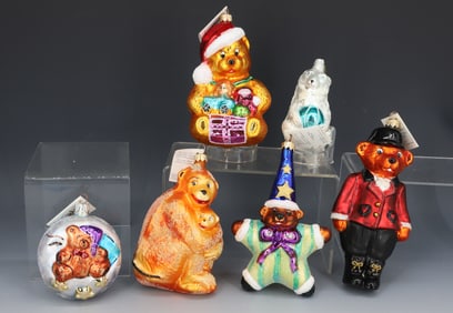 (6) VINTAGE CHRISTOPHER RADKO GLASS ORNAMENTS
