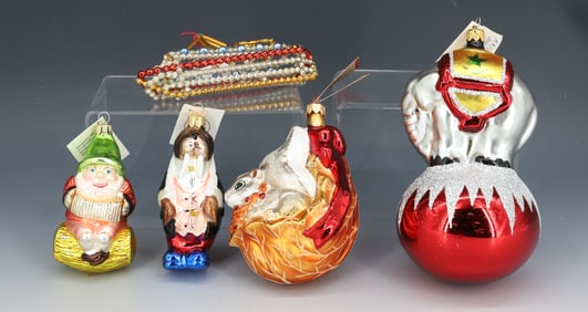 (5) VINTAGE CHRISTOPHER RADKO GLASS ORNAMENTS